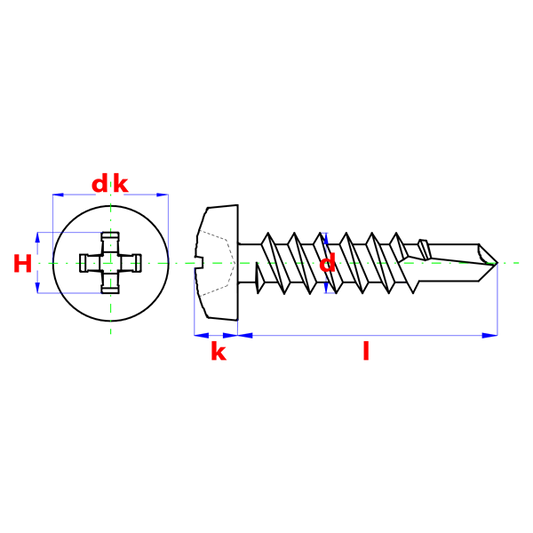 Vis autoforante DIN 7504M-H Ø4,20x13 Zn, Debrico, magasin de matériaux de construction sur Bruxelles