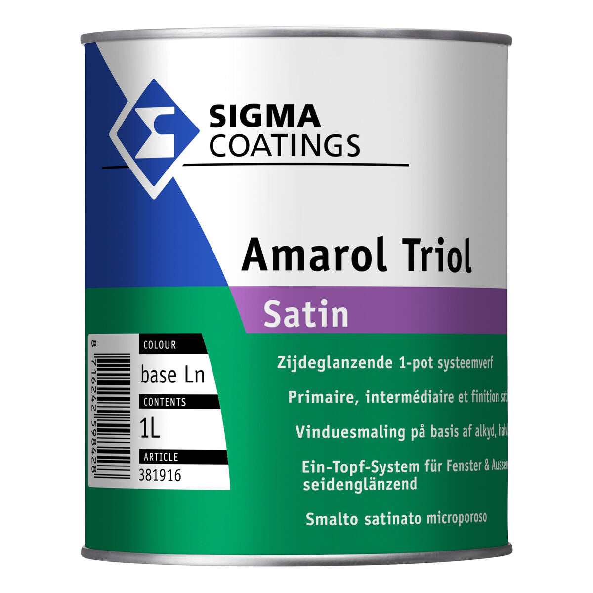 SIGMA AMAROL TRIOL SATIN BASE LN 1L, Debrico magasin de matériaux de construction sur Bruxelles