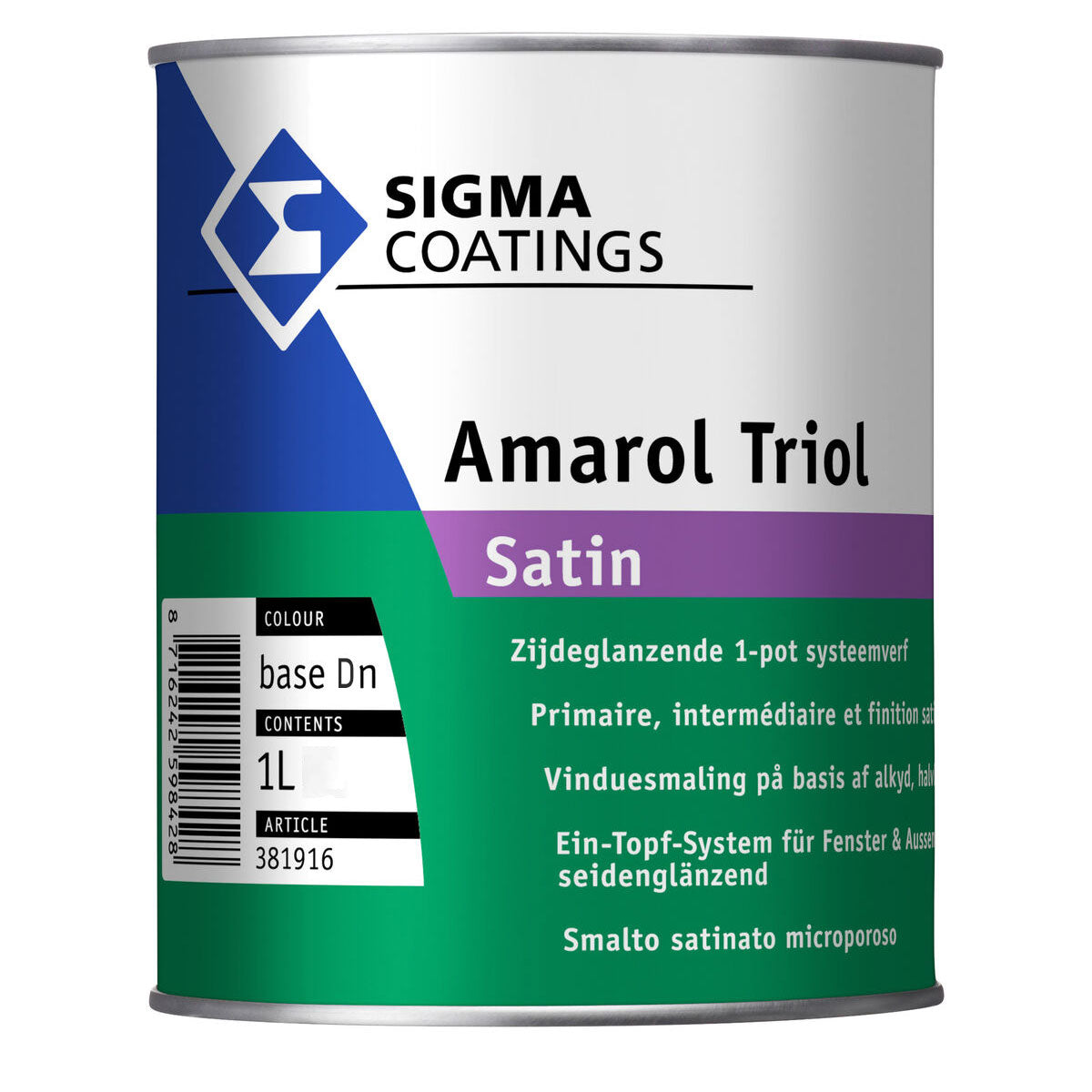 SIGMA AMAROL TRIOL SATIN BASE DN 1L, Debrico, magasin de matériaux de construction sur Bruxelles
