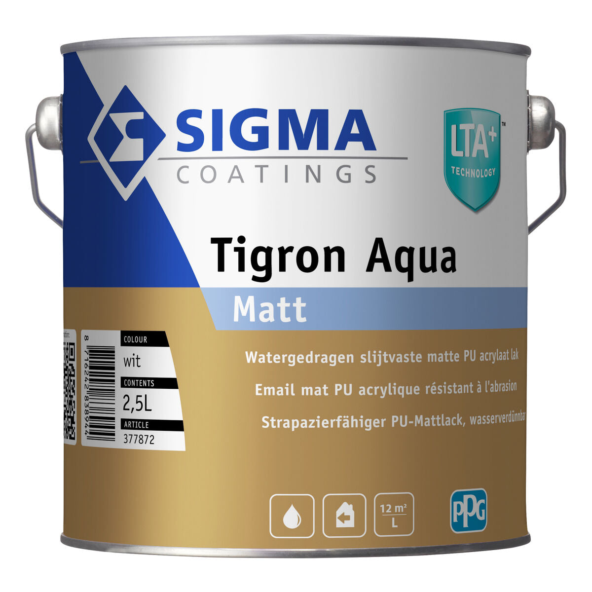 SIGMA TIGRON AQUA MATT BLANC 2,5L,Debrico magasin de matériaux de construction à Bruxelles