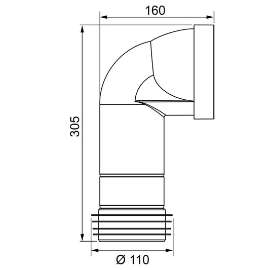 PIPE WC RIGIDE COUDEE LONGUE D110MM, Debrico, magasin de matériaux de construction sur Bruxelles