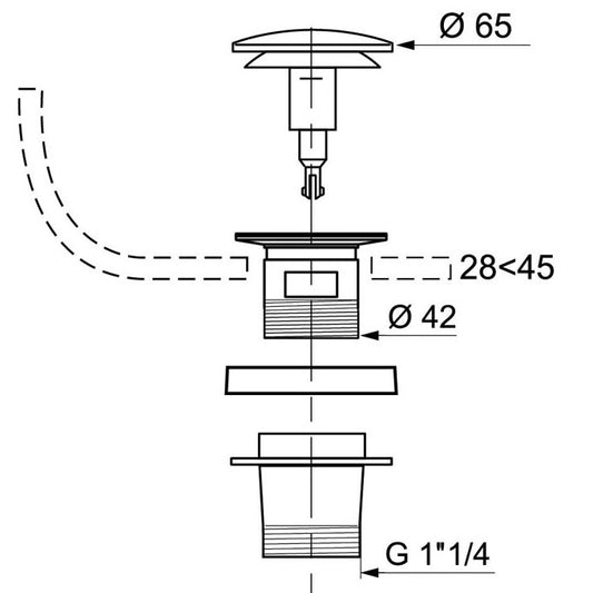 QUICK CLAC BONDE DE LAVABO SANS TROP-PLEIN