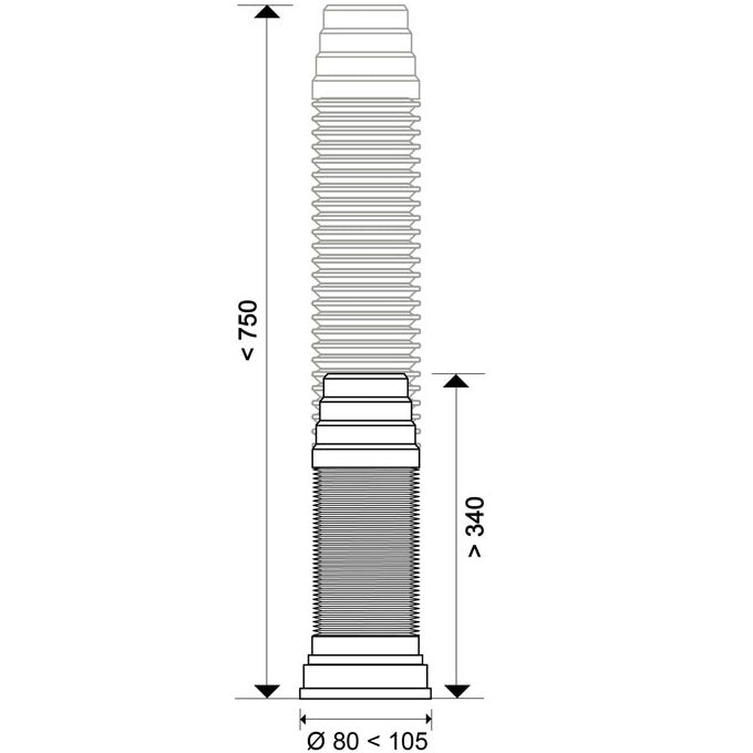 PIPE EXTENSIBLE L650MM ARMATURE METAL Ø93 / Ø100 et Ø110 mm