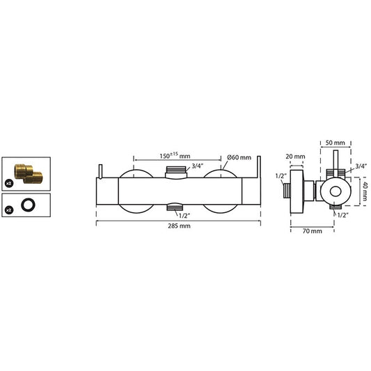 OVAL MECHANICAL MIXER HIGH OUTLET 3/4"
