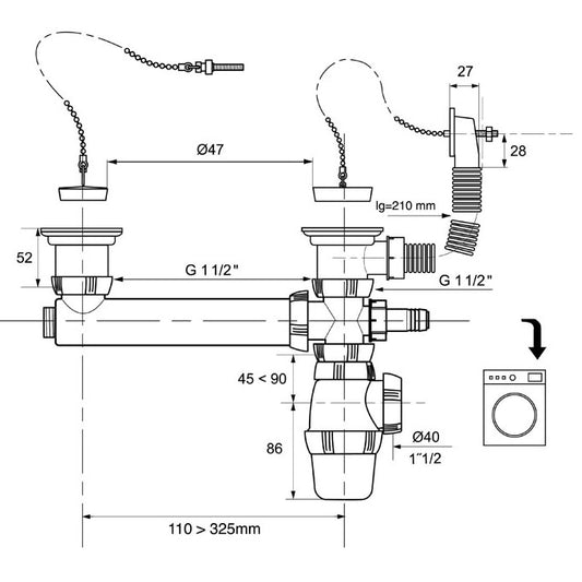 SP3239 VIDAGE AVEC TROP PLEIN POUR EVIER