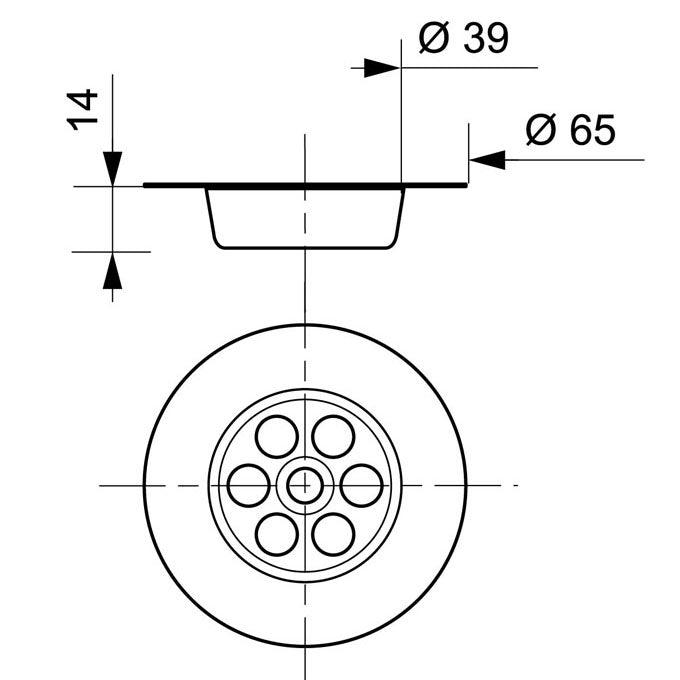 SP9230 GRILLE RONDE CREUSE EN INOX D63MM