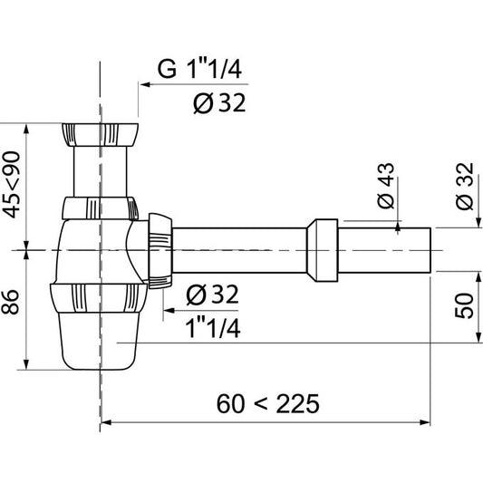 SP3157 SIPHON DE LAVABO REGLABLE NF AVEC TUBE DE SORTIE, Debrico, magasin de matériaux de construction sur Bruxelles