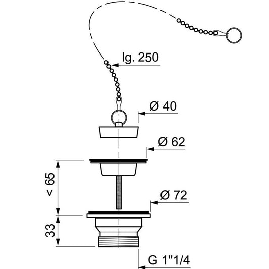 SP174 BONDE DE LAVABO A BOUCHON NOIR, Debrico, magasin de matériaux de construction sur Bruxelles