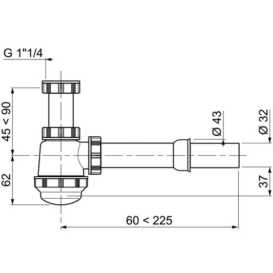 SP3177 SINK/BIDET SIPHON WITH SHORT BASE