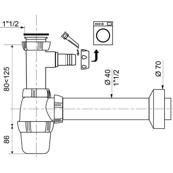 SP3222 SIPHON D'EVIER AVEC PRISE MAL + T