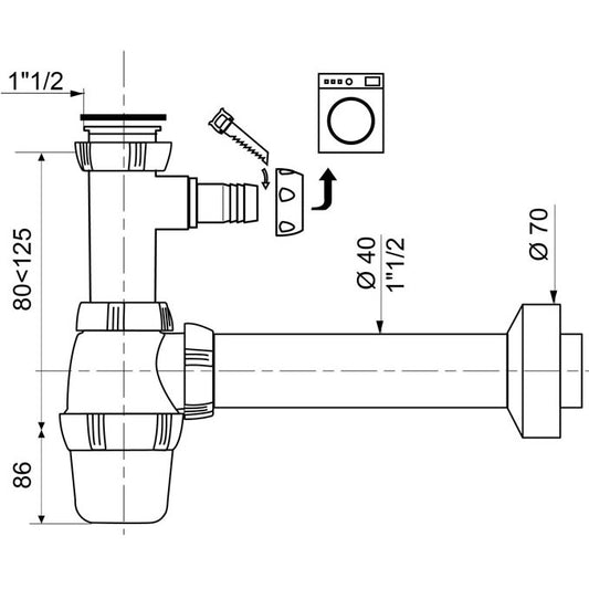 SP3222 SIPHON D'EVIER AVEC PRISE MAL + T