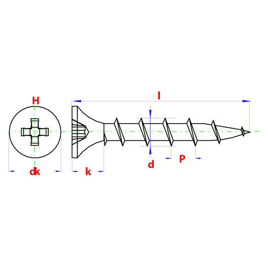 Vis montage rapide PGB "S" 4,2x65 phos.,Debrico, magasin de matériaux de construction sur Bruxelles