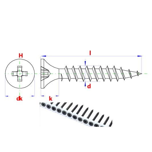 Vis mont. rapide "S" bande 3,5x45 phos. 1000 pcs, Debrico, magasin de matériaux de construction sur Bruxelles