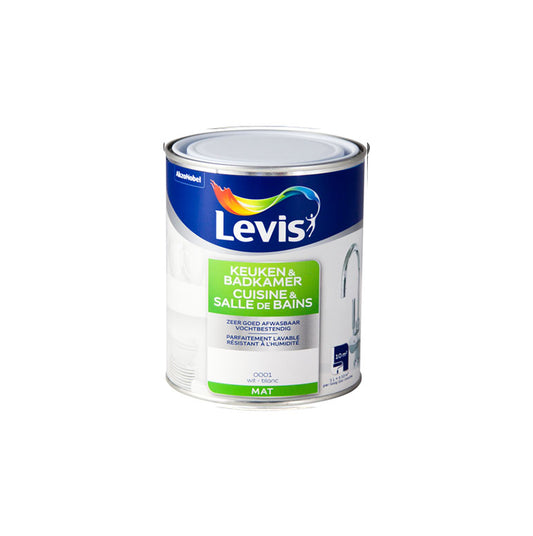 Peinture levis spéciale cuisine et salle de bain blanc mate pure, debrico, magasin de matériaux de construction sur bruxelles