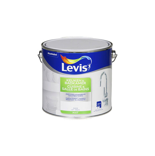 Peinture Levis spéciale cuisine et salle de bain blanc pure mate, debrico magasin de matériaux de construction sur bruxelles