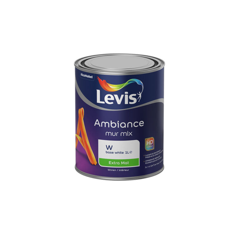 Base peinture Levis white extra mat, 1 litre, Debrico, magasin de matériaux de construction sur Bruxelles et Laeken