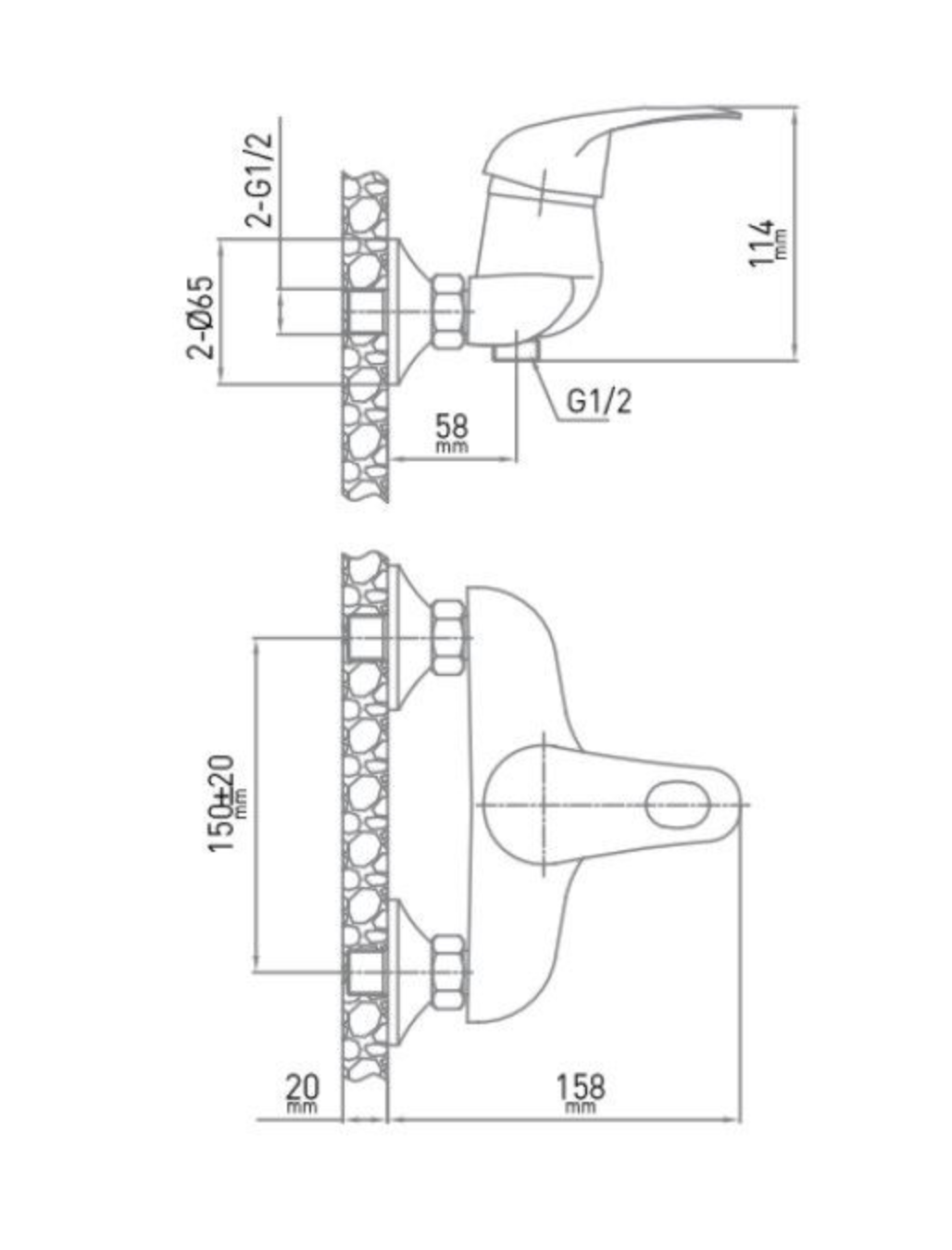 MITIGEUR DOUCHE AVEC ENTRAXE DE 15 cm - SURF, Debrico, magasin de matériaux de construction sur Bruxelles