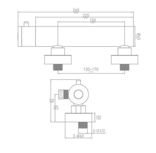 MITIGEUR DOUCHE THERMOSTATIQUE ENTRAXE 15 cm - NEMO GO BOLD, Debrico, magasin de matériaux de construction sur Bruxelles
