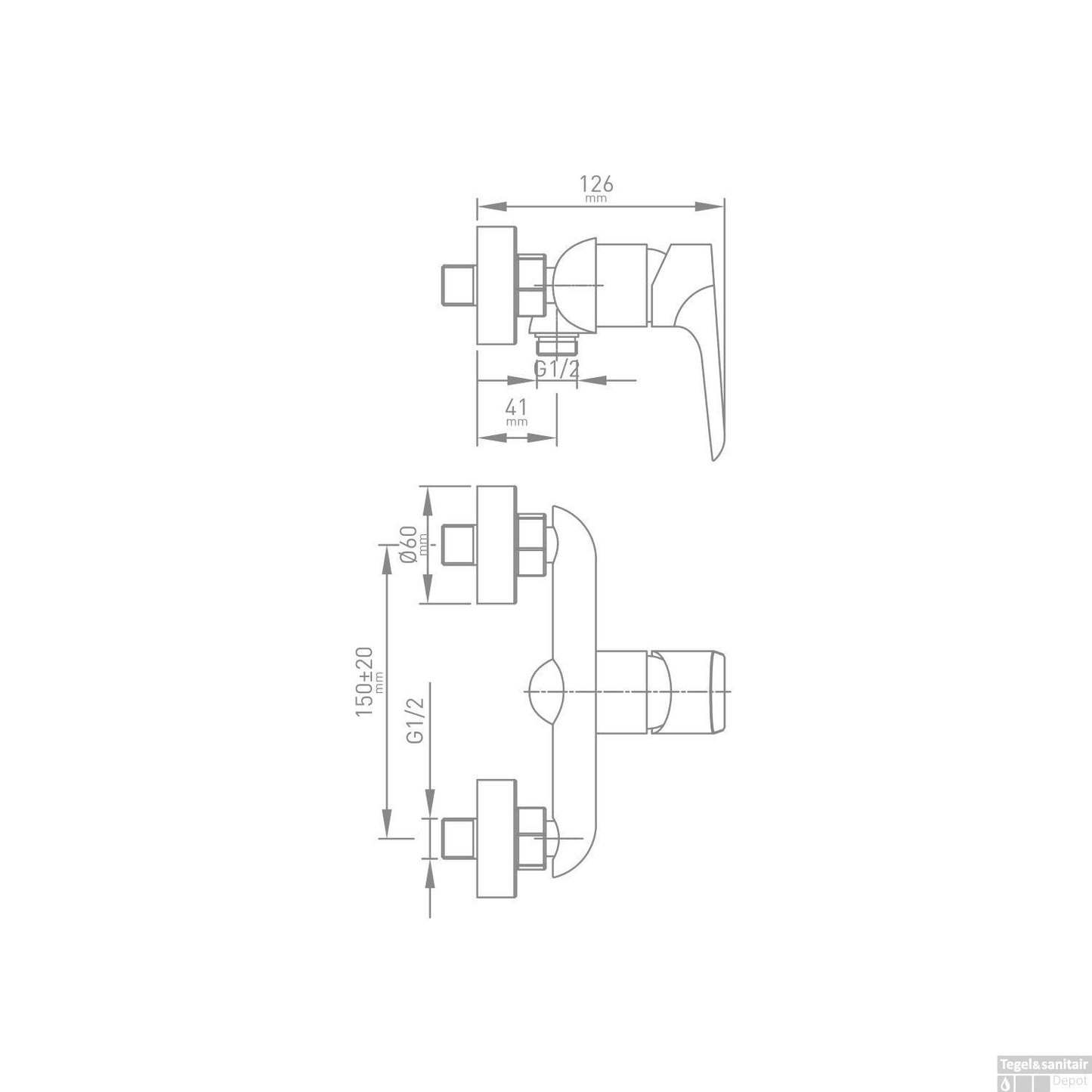 MITIGEUR DOUCHE MONOCOMMANDE BLANC CHROME, Debrico, magasin de matériaux de construction sur Bruxelles