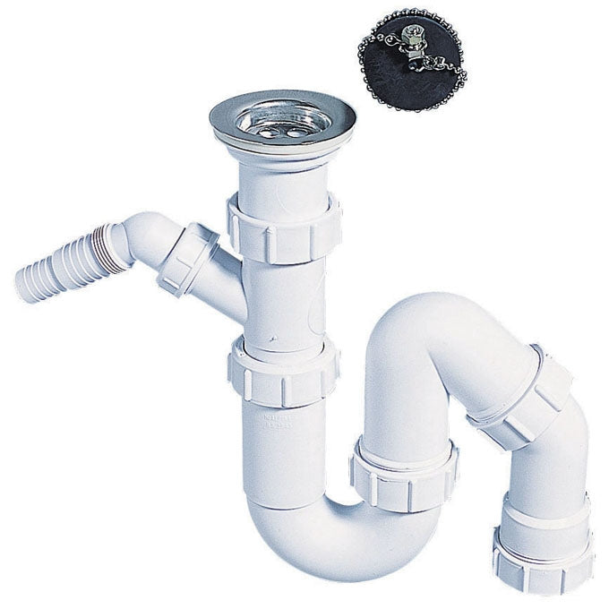 SP3151 SIPHON P + BONDE A BOUCHON POUR EVIER, Debrico, magasin de matériaux de construction sur Bruxelles