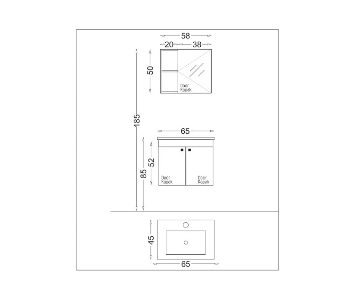 Debrico, magasin de matériaux de construction sur Bruxelles, MEUBLE SALLE DE BAIN BLANC 65CM BADELLA,