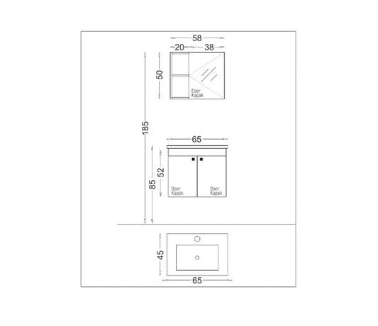 Debrico, magasin de matériaux de construction sur Bruxelles, MEUBLE SALLE DE BAIN BLANC 65CM BADELLA,