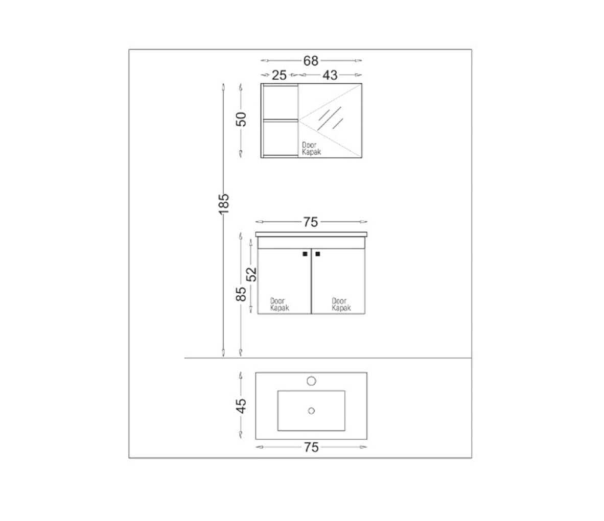 MEUBLE SALLE DE BAIN BLANC 75CM BADELLA, Debrico, magasin de matériaux de construction sur Bruxelles
