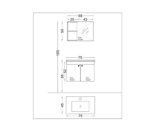 MEUBLE SALLE DE BAIN BLANC 75CM BADELLA, Debrico, magasin de matériaux de construction sur Bruxelles