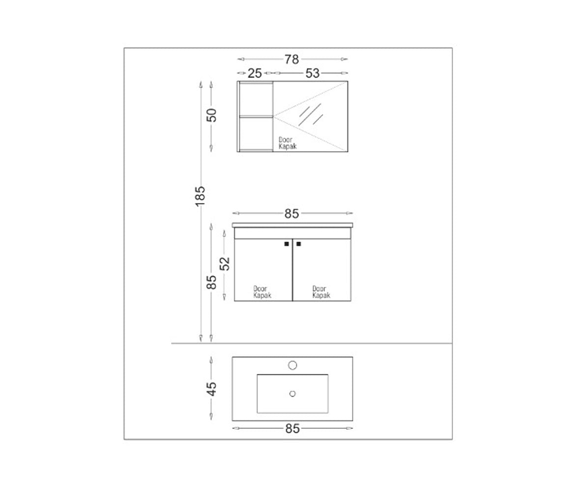 MEUBLE SALLE DE BAIN BLANC 85CM BADELLA, Debrico, magasin de matériaux de construction sur Bruxelles