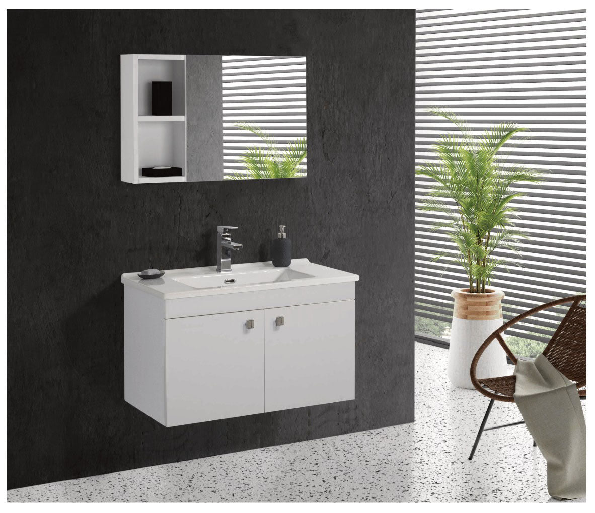 MEUBLE SALLE DE BAIN BLANC 85CM BADELLA, Debrico, magasin de matériaux de construction sur Bruxelles