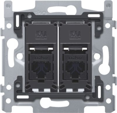 MECANIQUE SUPPORT POUR CONNEXION RESEAU, CABLE ETHERNET, TELEPHONE 2XRJ45 UTP CAT6, Debrico, magasin de matériaux de construction sur Bruxelles