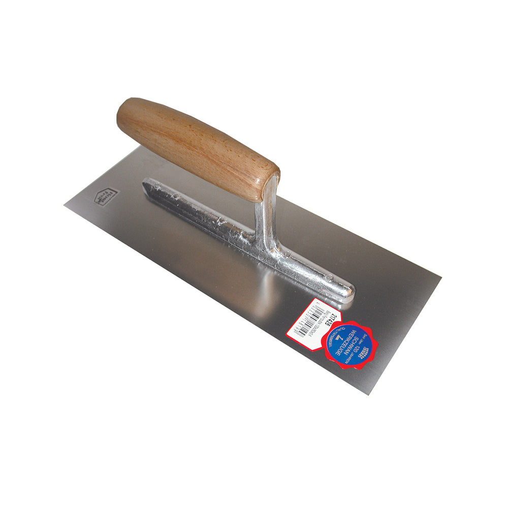 Debrico, magasin de matériaux de construction sur Bruxelles,PLATRESSE AVEC MANCHE EN BOIS 260 X 100 x 0,4 MM - INOX,