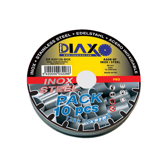 DISQUE ABRASIF INOX  Ø 125 x 1,0 MM A60R-BF / PRO CONSTRUCTION - BOX 10 PCS