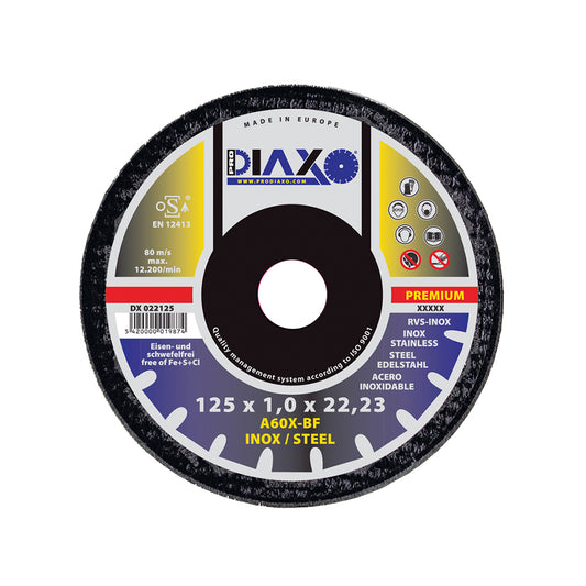 DISQUE ABRASIF INOX Ø 125 x 1,0 MM A60X-BF / PREMIUM CONSTRUCTION