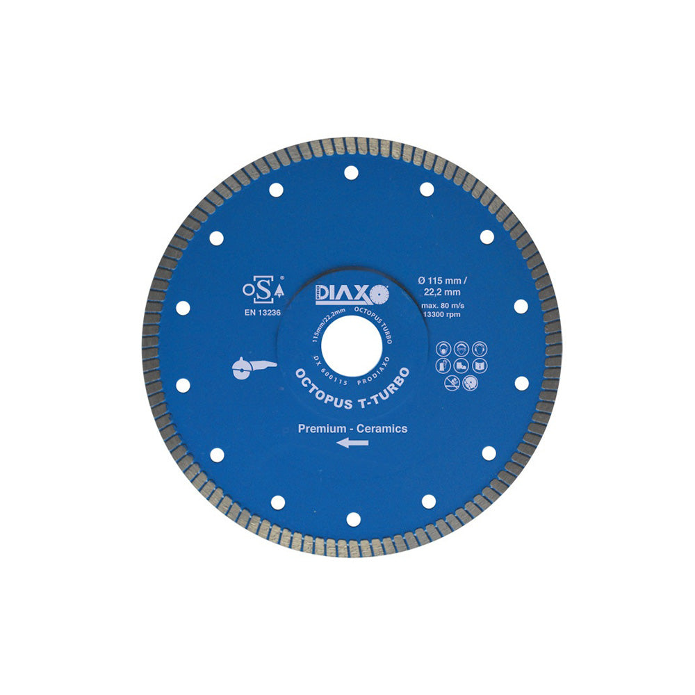 DISQUE DIAMANTE OCTOPUS T TURBO - 125 X 22,2 MM - PREMIUM CERAMICS, Debrico, magasin de matériaux de construction sur Bruxelles