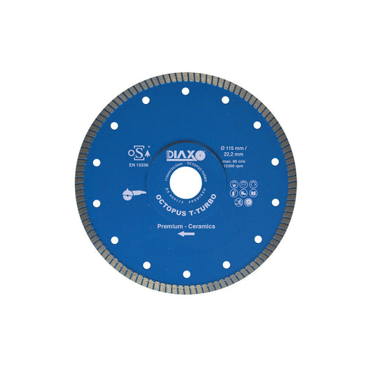 DISQUE DIAMANTE OCTOPUS T TURBO - 125 X 22,2 MM - PREMIUM CERAMICS, Debrico, magasin de matériaux de construction sur Bruxelles