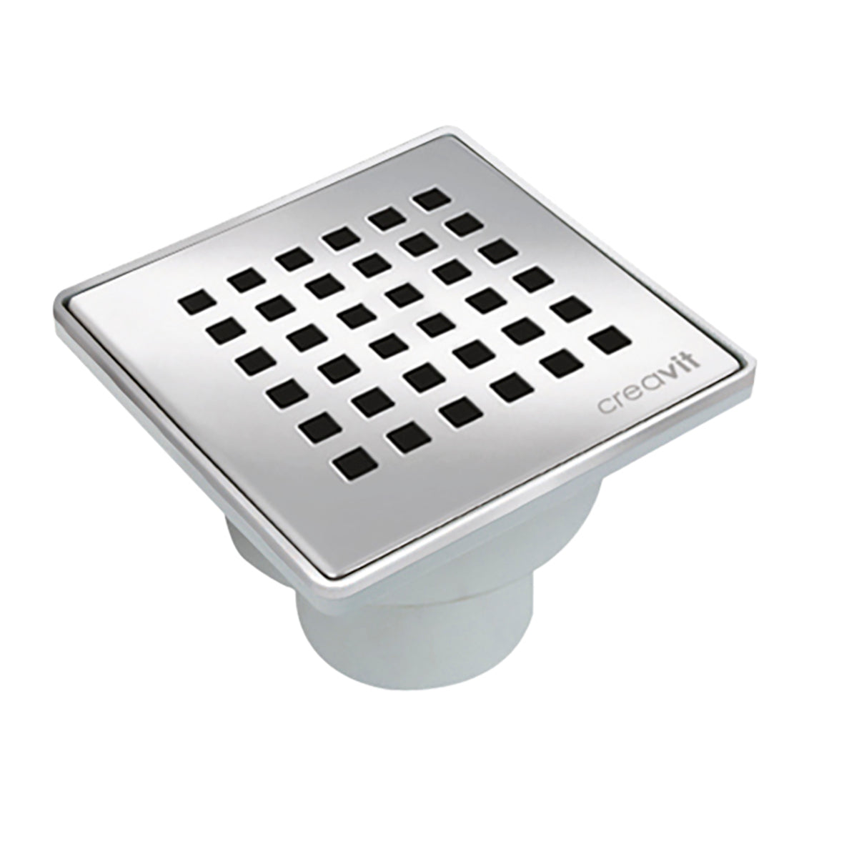 CREAVIT SIPHON DE SOL PVC AVEC GRILLE INOX 15 X 15 Ø 50