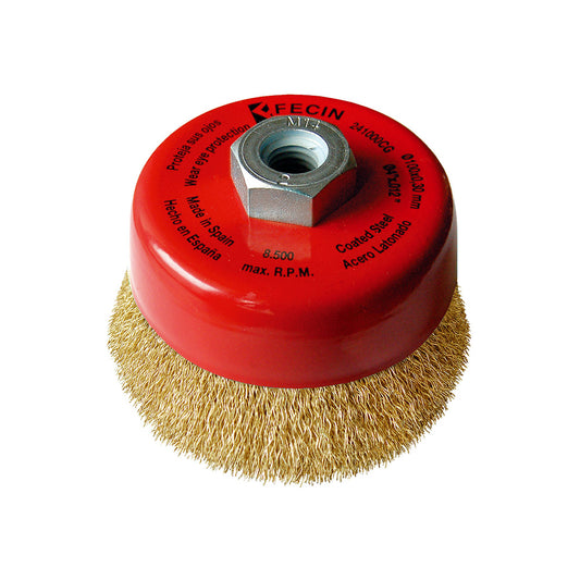 Debrico, magasin de matériaux de construction sur Bruxelles, BROSSE F-24 Ø100/M14/0,30 / ACIER LAITONNE, BLISTER PACK,