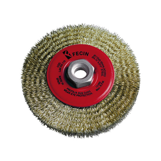 Debrico, magasin de matériaux de construction sur Bruxelles, BROSSE RONDE PO Ø115/M14/0,30 / ACIER LAITONNE, BLISTER PACK,