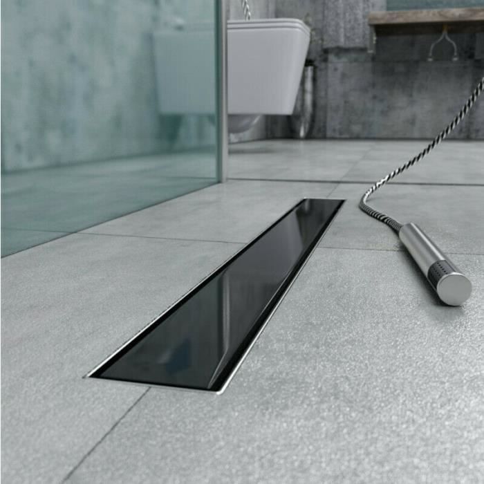 GRILLE POUR CANIVEAU DE DOUCHE EN VERRE NOIR 60 CM, Debrico, magasin de matériaux de construction sur Bruxelles