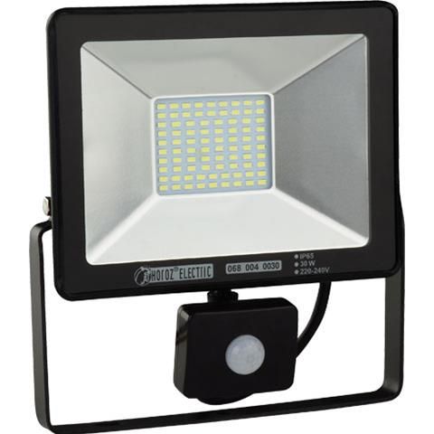 projecteur LED noir avec detecteur de mouvement, 6400 K, 30 W, Horoz Electric, Debrico, renovation, bricolage, materiaux de construction, Bruxelles, magasin