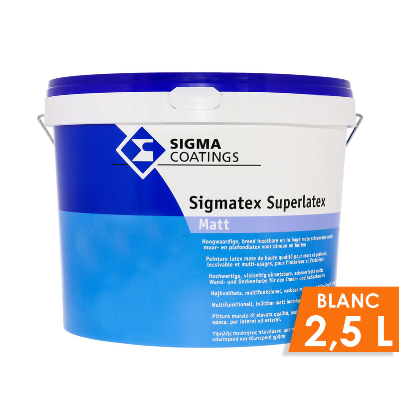 SIGMATEX SUPERLATEX MATT BLANC 2,5L, Debrico, magasin de matériaux de construction à Bruxelles