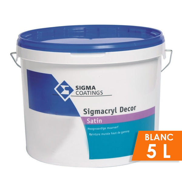 SIGMACRYL DECOR SATIN BLANC 5L, Debrico, magasin de matériaux de construction à Bruxelles