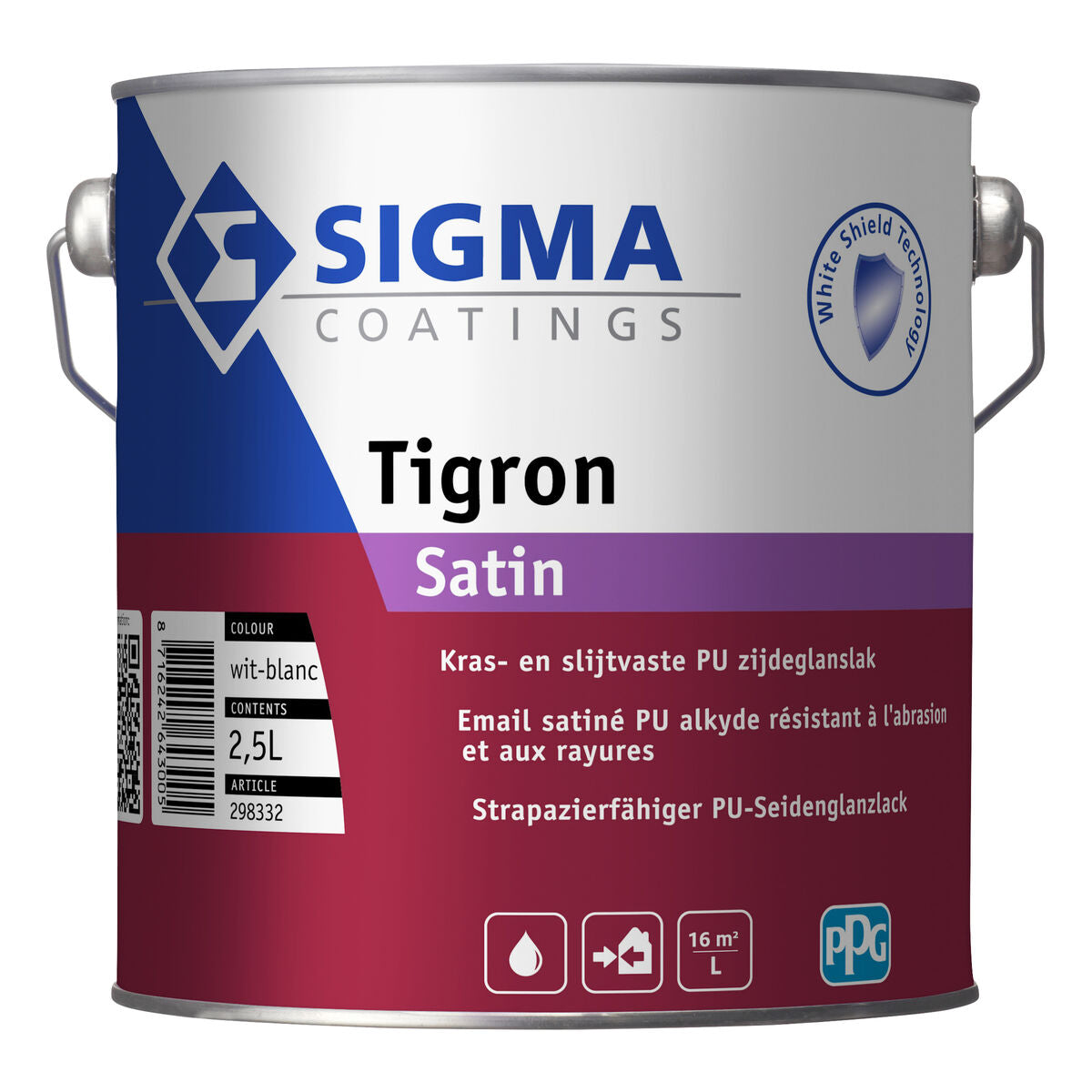 SIGMA TIGRON SATIN BLANC 2,5L, Debrico, magasin de matériaux de construction sur Bruxelles