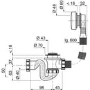 CABLE BATHTUB DRAIN L700 SIPHON 