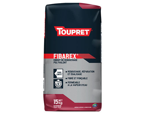 TOUPRET FIBAREX 15KG Enduit de rebouchage polyvalent, Debrico, magasin de matériaux de construction sur Bruxelles, 