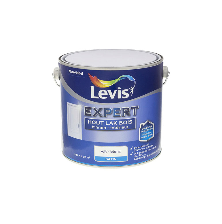 PEINTURE INTERIEURE SATINÉE LEVIS EXPERT 2.5L 0001-Blanc pur, Debrico, magasin de matériaux de construction sur Bruxelles