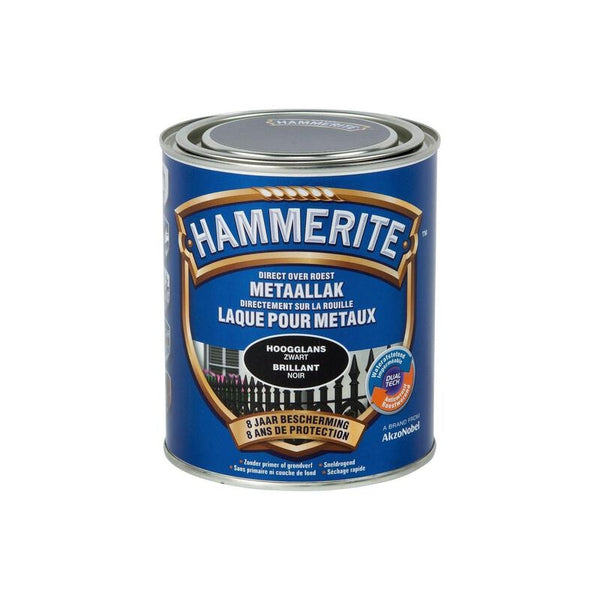 HAMMERITE LAQUE BRILLANTE 0.25L NOIR, Debrico, magasin de matériaux de construction à Bruxelles