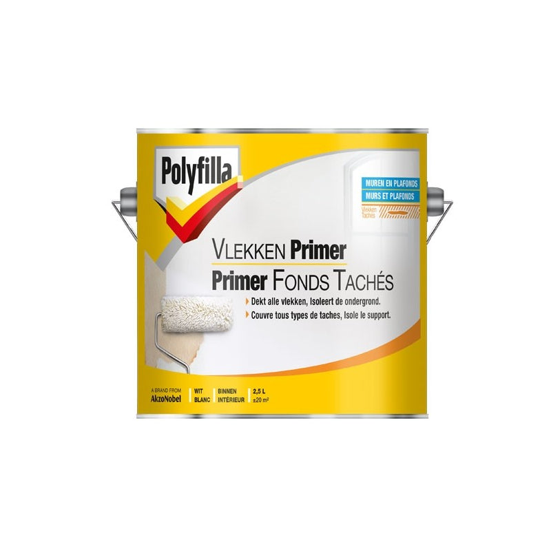 POLYFILLA PRIMER FONDS TACHES 2.5L, Debrico, magasin de matériaux de construction sur Bruxelles