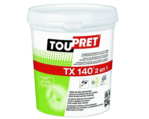 TOUPRET TX 140 2 EN 1 UNIVERSEL enduit de renovation 1,5KG, Debrico, magasin de matériaux de construction sur Bruxelles, 